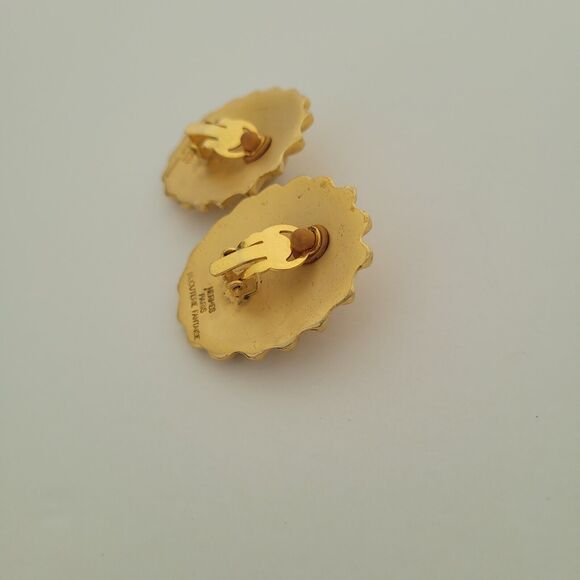 HERMES Sun Ray Clip On Earrings Gold Plated Vintage Authentic Large Heavy - Picture 7 of 12